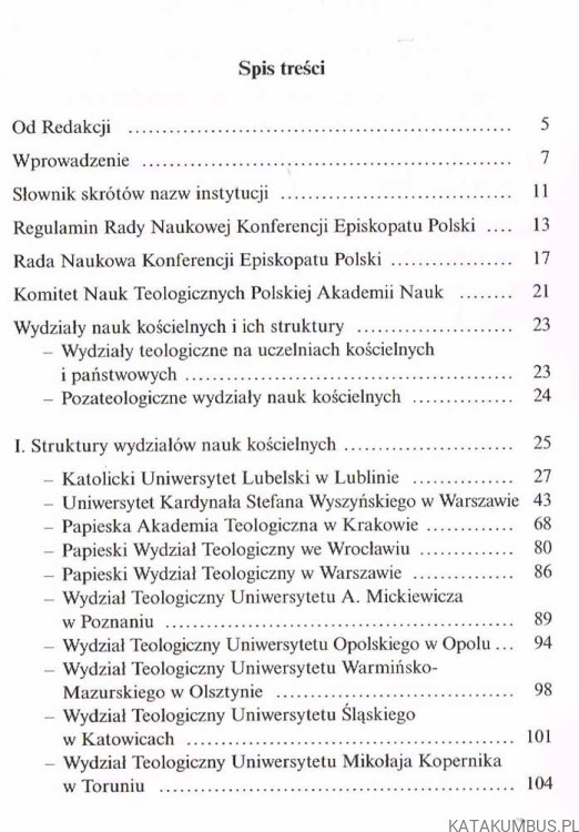 Struktury i kadra naukowo-dydaktyczna / ks. Czesław Rychlicki