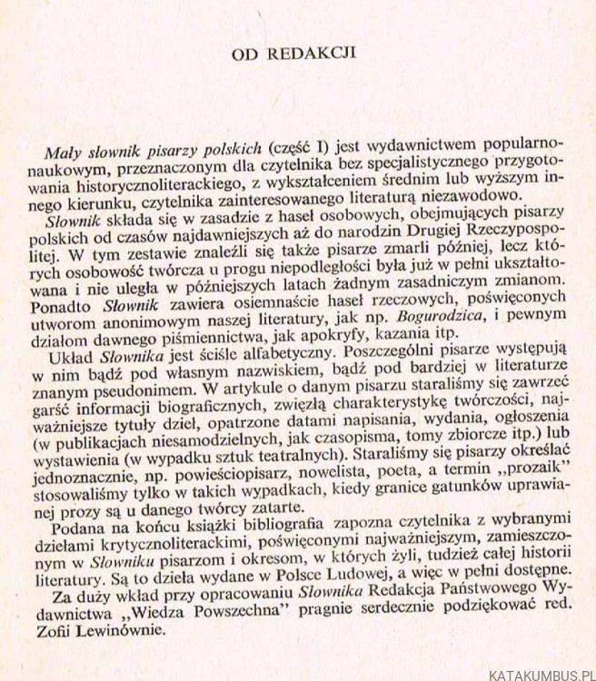 Mały słownik pisarzy polskich. Część I. PRACA ZBIOROWA