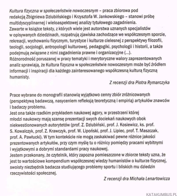 Kultura fizyczna w społeczeństwie nowoczesnym / red. Z. Dziubiński