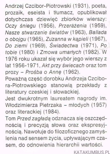 Przed zagładą. Andrzej Czcibor - Piotrowski