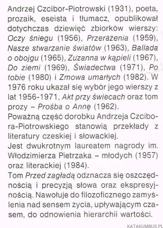 Przed zagładą. Andrzej Czcibor - Piotrowski