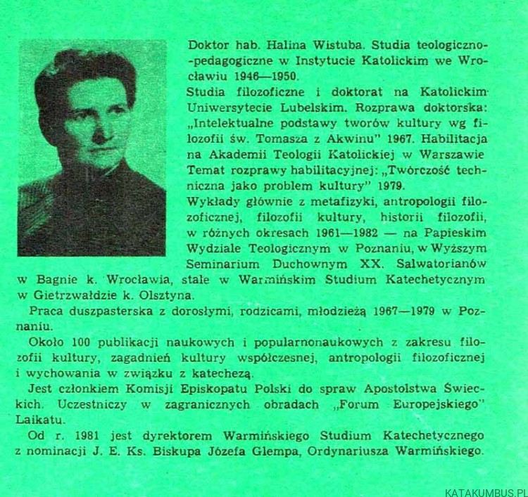 Człowiek kultura znaki czasu. Halina Wistuba