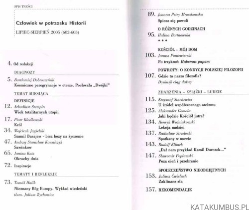 Człowiek w potrzasku historii. ZNAK nr 602 - 603 (7-8) 2005. PRACA ZBIOROWA