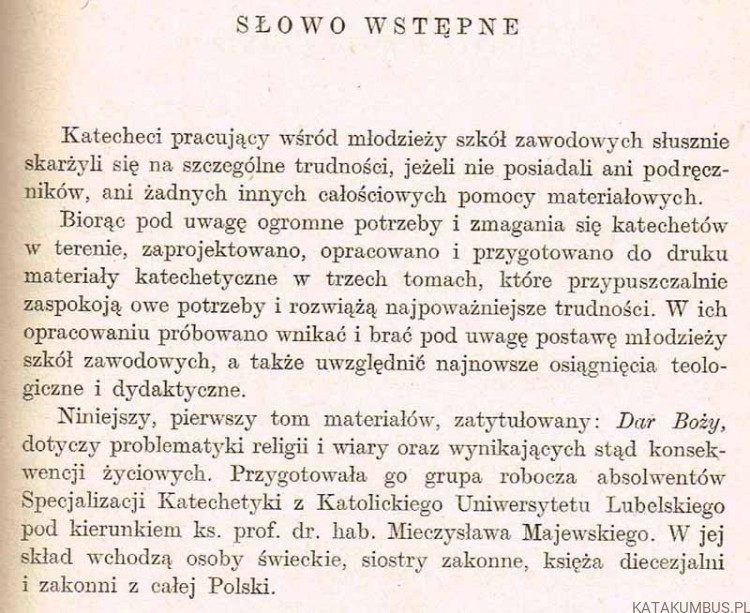 Dar Boży. Materiały do katechizacji młodzieży do szkół zawodowych. KS. MIECZYSŁAW MAJEWSKI