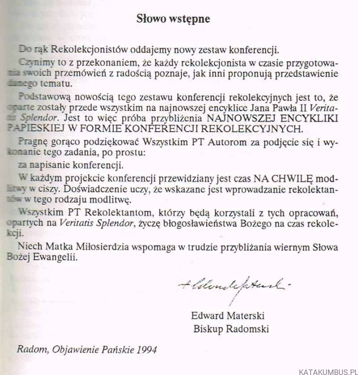 Rekolekcje Wielkopostne oparte na Veritatis Splendor. PRACA ZBIOROWA