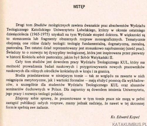Studia teologiczne tom 2. Red. Ks. EDWARD KOPEĆ, Ks. MARIAN RUSECKI
