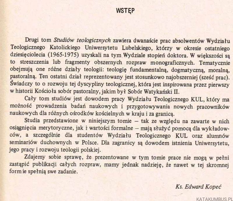 Studia teologiczne tom 2. Red. Ks. EDWARD KOPEĆ, Ks. MARIAN RUSECKI