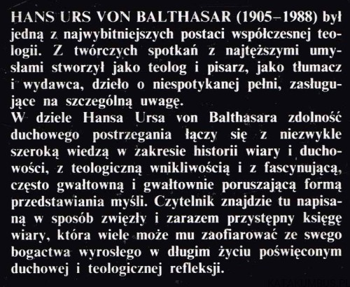 W pełni wiary. HANS URS VON BALTHASAR