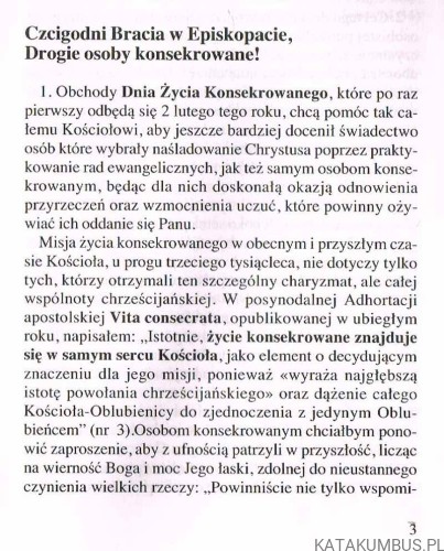 Orędzie Jego Świątobliwości Papieża Jana Pawła II na dzień życia konsekrowanego
