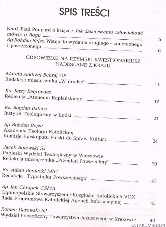 Jak dzisiejszemu człowiekowi mówić o Bogu. Red. Bp BOHDAN BEJZE