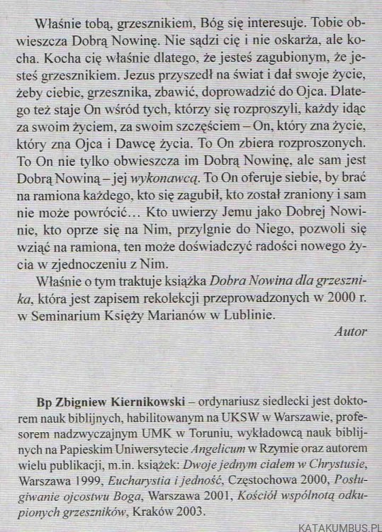 Dobra nowina dla grzesznika. BP ZBIGNIEW KIERNIKOWSKI