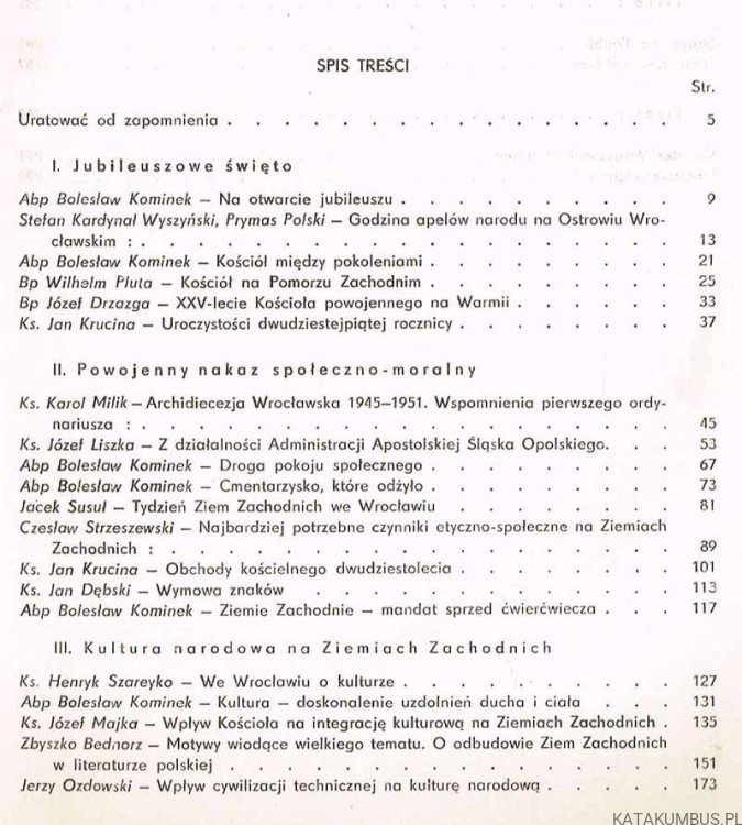 Kościół na ziemiach zachodnich / Ks. Jan Krucina