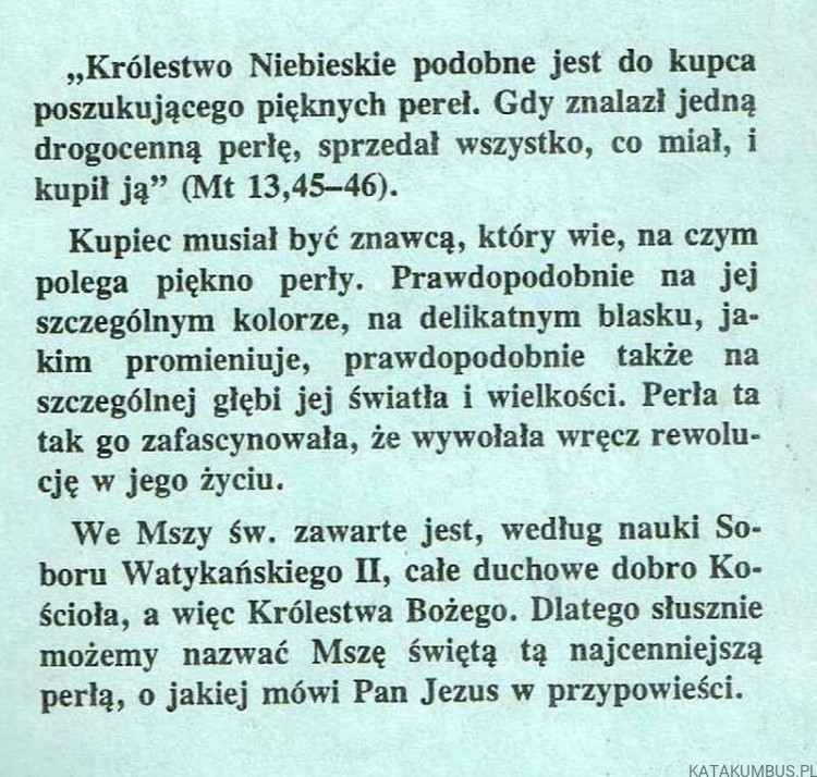 Ewangeliczna perła. Propozycje Homilii o Mszy Świętej. abp JERZY STROBA