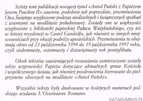 Anioł Pański z papieżem Janem Pawłem II. Tom VI