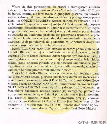 Godziny manresy / M. M. Ludwika Binder FDC