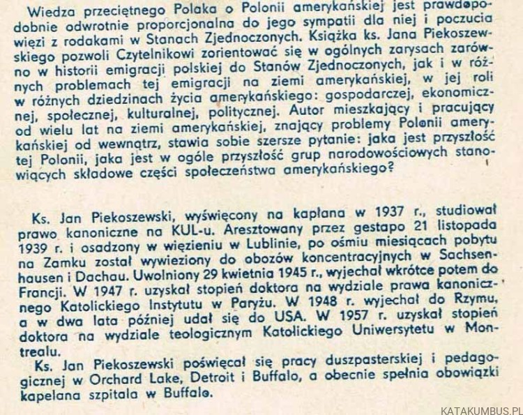 Problemy Polonii amerykańskiej / Jan Piekoszewski