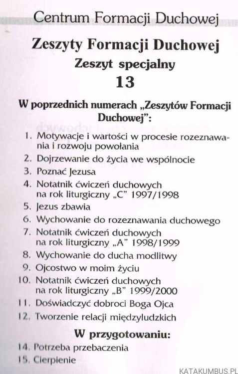 Notatnik ćwiczeń duchowych na rok liturgiczny C 2000/2001
