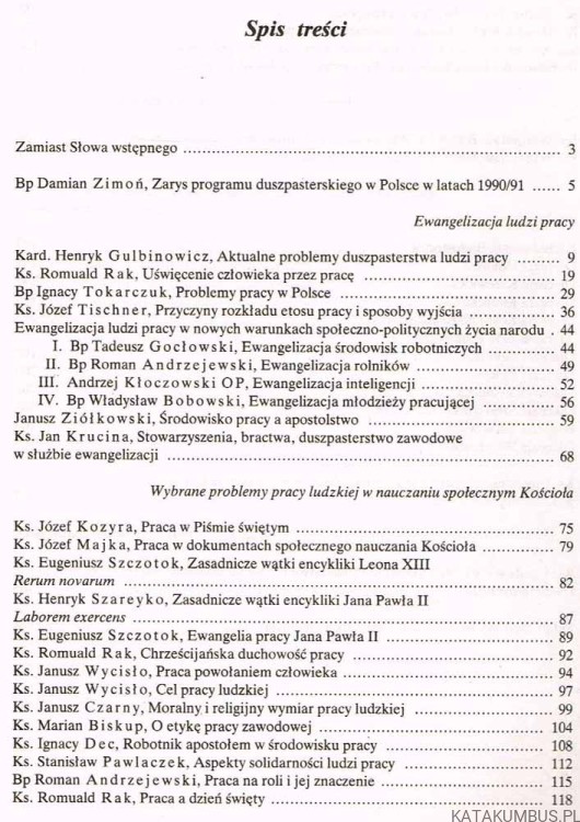 Ewangelizacja ludzi pracy. Program duszpasterski na rok 1990/91. PRACA ZBIOROWA