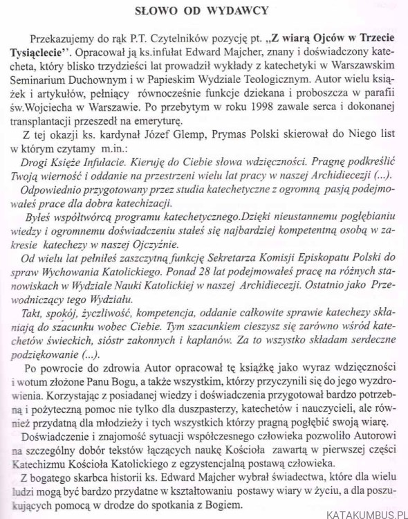 Z Wiarą Ojców w trzecie tysiąclecie. Ks. EDWARD MAJCHER