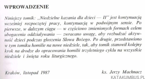 Kazania niedzielne dla dzieci cz. II. Ks. JERZY MACHNACZ