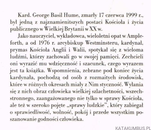 Basil Hume w oczach przyjaciół. Red. BOGNA PASZKIEWICZ