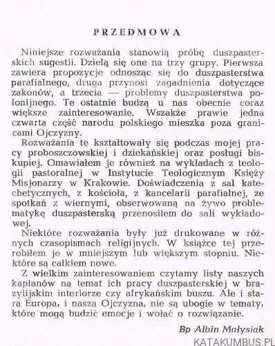 Z duszpasterskiej teki. Refleksje pastoralne. Bp ALBIN MAŁYSIAK