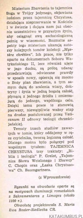 Tajemnica Chrystusa Misterium Zbawienia II. PRACA ZBIOROWA