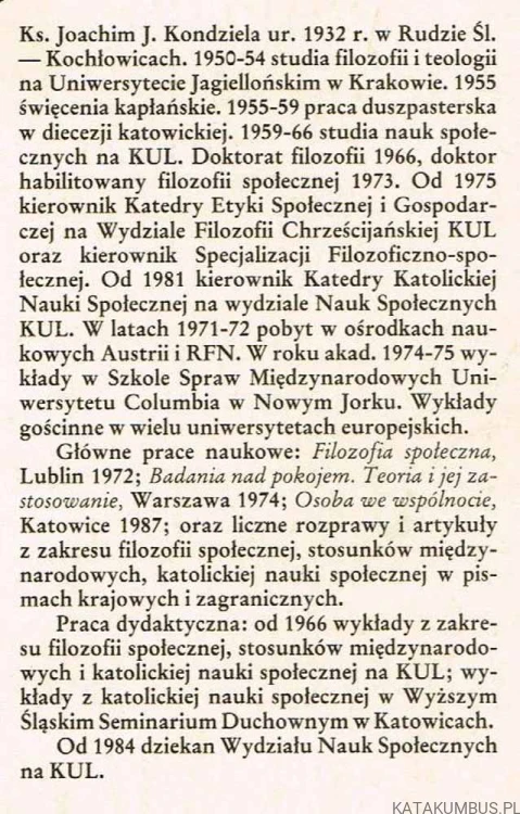 Osoba we wspólnocie. Ks. JOACHIM J. KONDZIELA