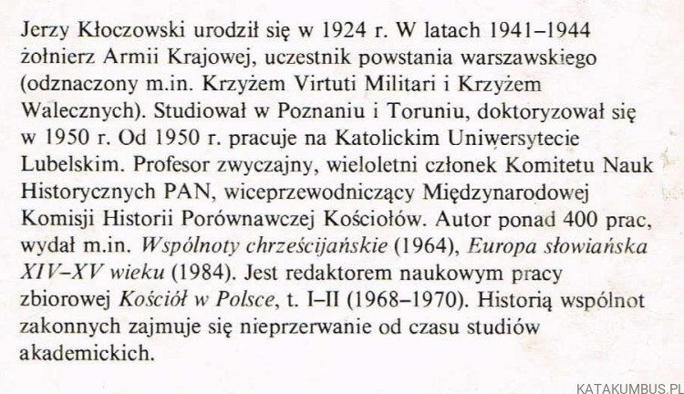 Od pustelni do wspólnoty. JERZY KŁOCZOWSKI