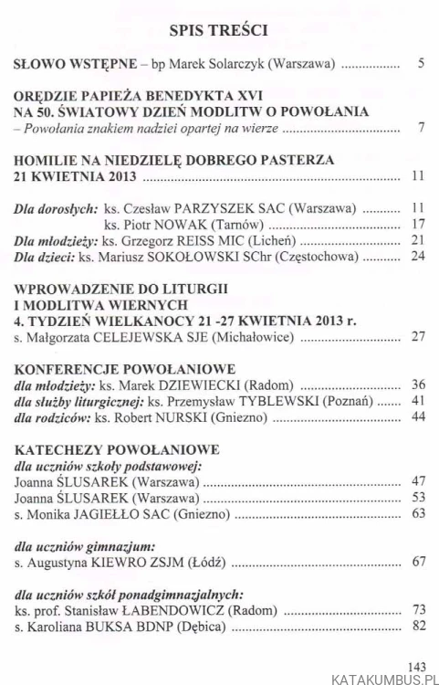 Powołania znakiem nadziei opartej na wierze. PRACA ZBIOROWA