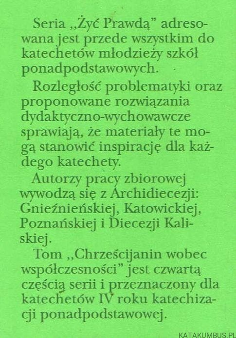 Chrześcijanin wobec współczesności. RED. Ks. JAN SZPET