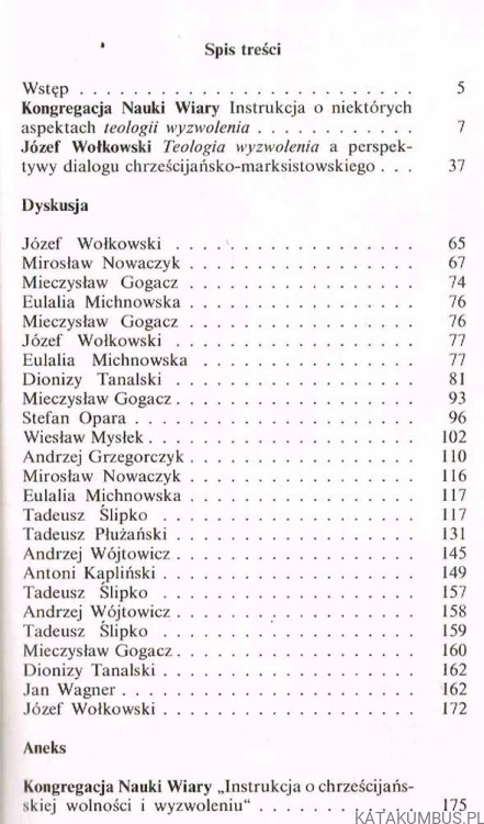 Teologia wyzwolenia a szanse dialogu. Red. JÓZEF WOŁKOWSKI