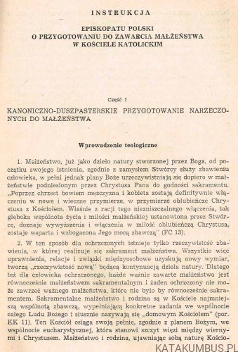 Instrukcja Episkopatu Polski o przygotowaniu do zawarcia małżeństwa w Kościele Katolickim