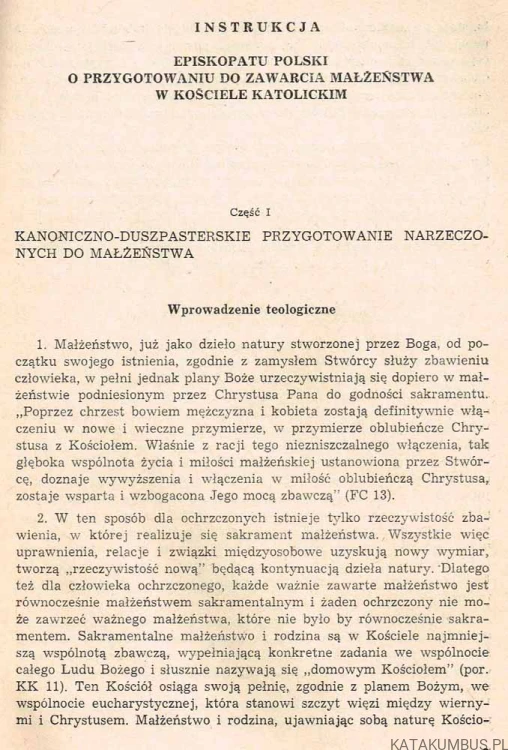 Instrukcja Episkopatu Polski o przygotowaniu do zawarcia małżeństwa w Kościele Katolickim