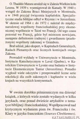 Duchowość św. Franciszka z Asyżu a nasze problemy współczesne. THADDEE MATURA OFM