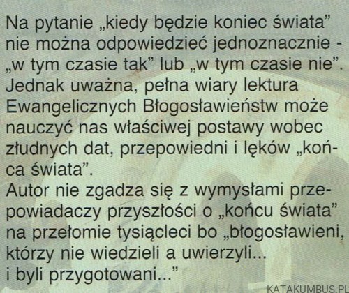 Rekolekcje o końcu świata. JERZY BRUSIŁO OFMConv