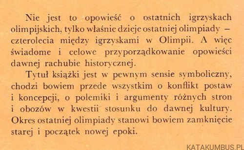 Ostatnia Olimpiada. ALEKSANDER KRAWCZUK