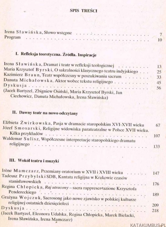 Dramat i teatr sakralny. Red. IRENA SŁAWIŃSKA