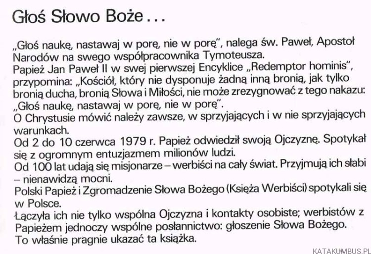 Głoś Słowo Boże. JAN PAWEŁ II