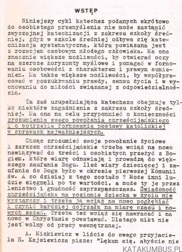 Katechezy uzupełniające z zakresu szkoły średniej. O. NIWARD KARSZNIA S.O.Cist.