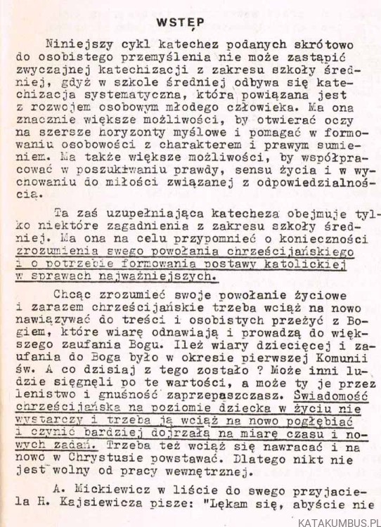 Katechezy uzupełniające z zakresu szkoły średniej. O. NIWARD KARSZNIA S.O.Cist.