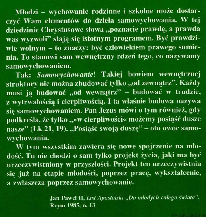 Zatroskanie o prawdziwą autoedukację / Ks. E. Mitek