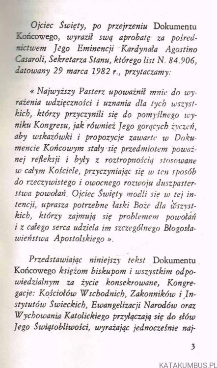Rozwój duszpasterstwa powołań w Kościołach partykularnych doświadczenia przeszłości i plany na przyszłość. Dokument Końcowy