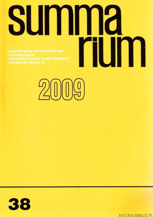 Summarium nr 38(58) 2009. Red. STANISŁAW MAJDAŃSKI