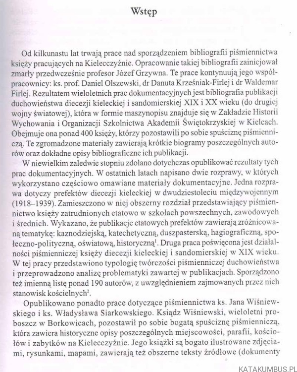 Bibliografia piśmiennictwa profesorów seminarium Kieleckiego 1727-2001. Red. DANUTA KRZEŚNIAK-FIRLEJ
