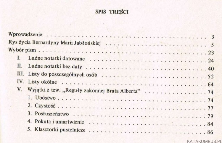 Wybór pism / s. Bernardyna Maria Jabłońska