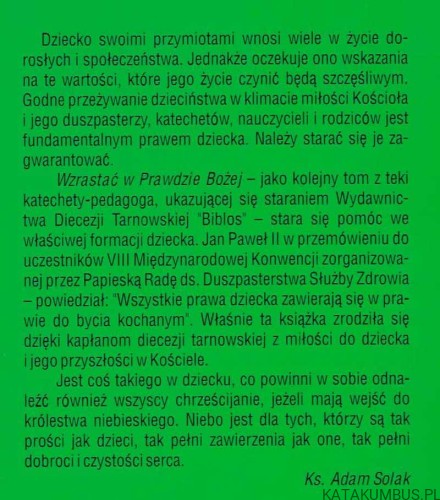 Wzrastać w prawdzie Bożej - Homilie dla dzieci Rok B. red. ks. dr ADAM SOLAK