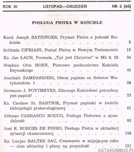 Posługa Piotra w Kościele / Communio nr 6(66) 1991