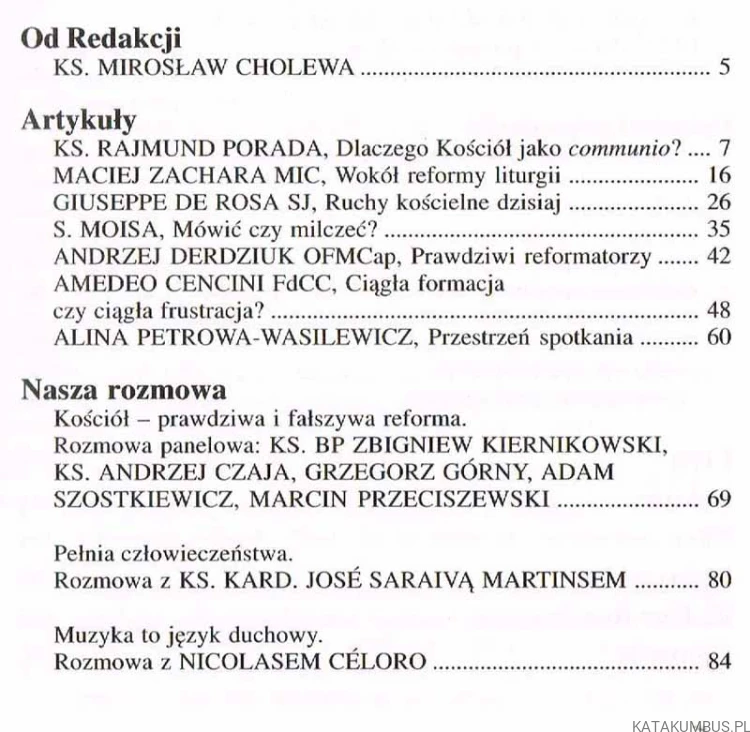 Kościół prawdziwa i fałszywa reforma / PASTORES - 26(1) 2005 Zima