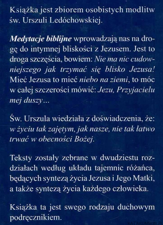 Medytacje biblijne. Św. URSZULA LEDÓCHOWSKA